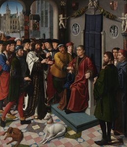 Díptico de justicia para la sala del consejo del Ayuntamiento de Brujas. Panel 1 - La captura del juez corrupto Sisamnes de Gerard David
